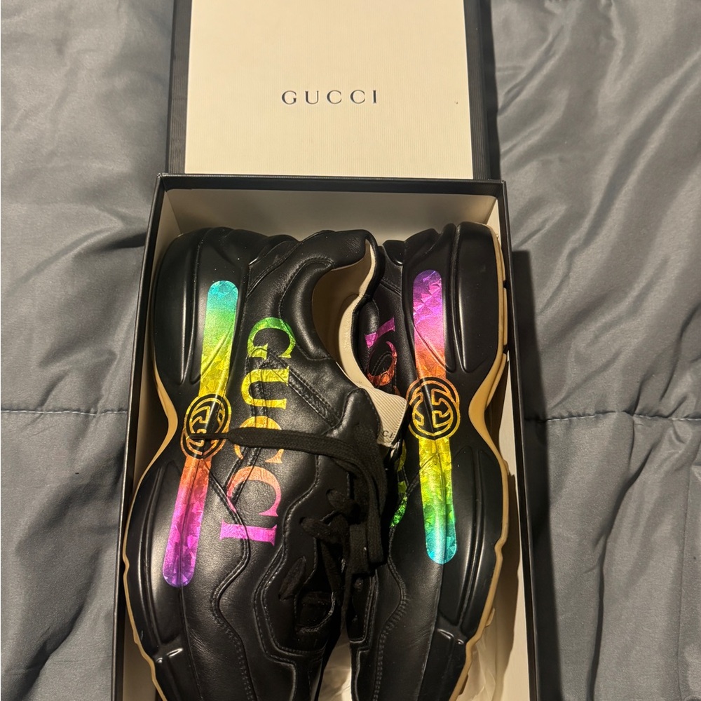 Gucci Black Sneakers with Multicolor Design